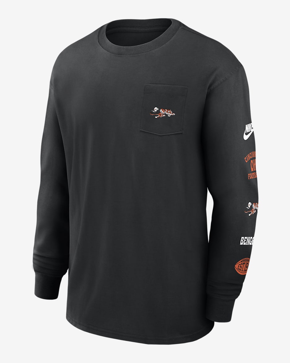 Cincinnati Bengals Rewind Max90 Pocket Men s Nike NFL Long Sleeve T Shirt